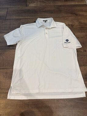 Peter Millar Summer Comfort Men's Golf Polo Shirt  Westwood Logo White  Large